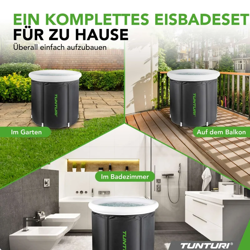 Eisbad Deluxe, 75x 75 cm, aufblasbares Eisbadbecken, Kaltwassertherapie, robust und witterungsbeständig, mit Allwetterabdeckung, Thermoabdeckung,