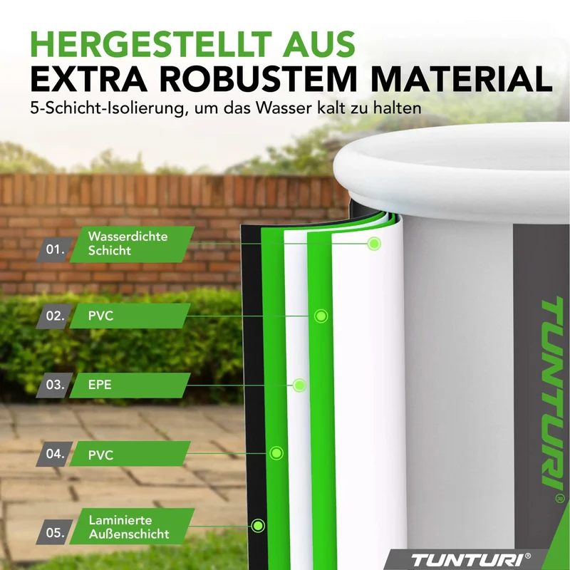 Eisbad Deluxe, 75x 75 cm, aufblasbares Eisbadbecken, Kaltwassertherapie, robust und witterungsbeständig, mit Allwetterabdeckung, Thermoabdeckung,