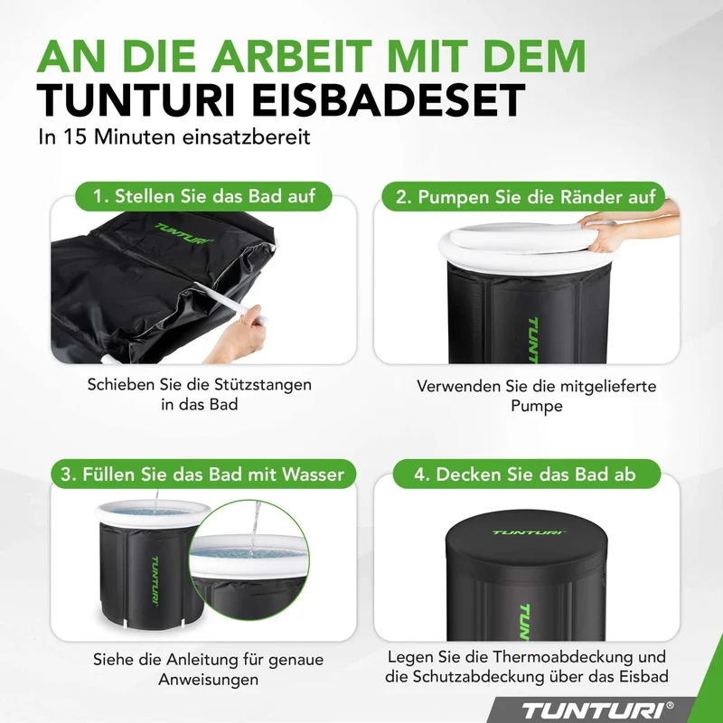 Eisbad Deluxe, 75x 75 cm, aufblasbares Eisbadbecken, Kaltwassertherapie, robust und witterungsbeständig, mit Allwetterabdeckung, Thermoabdeckung,