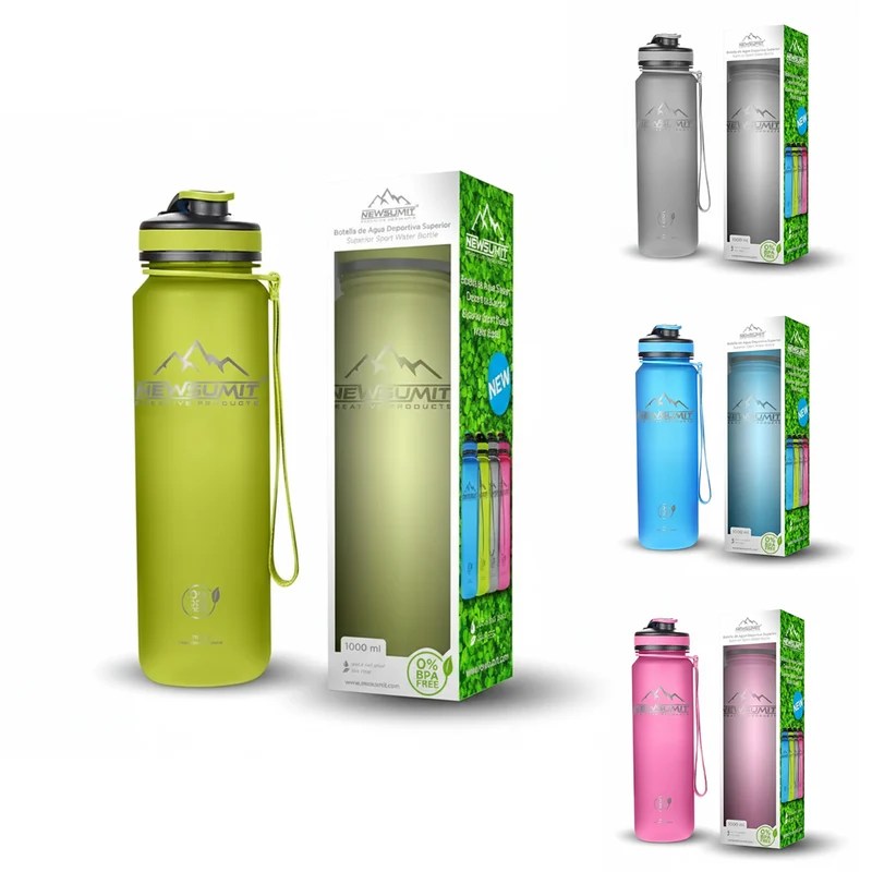 Wasserflasche / Shaker Edel 550ml oder 1L Pink, Grau, Grün oder Blau mit extra dichter Verschlusskappe