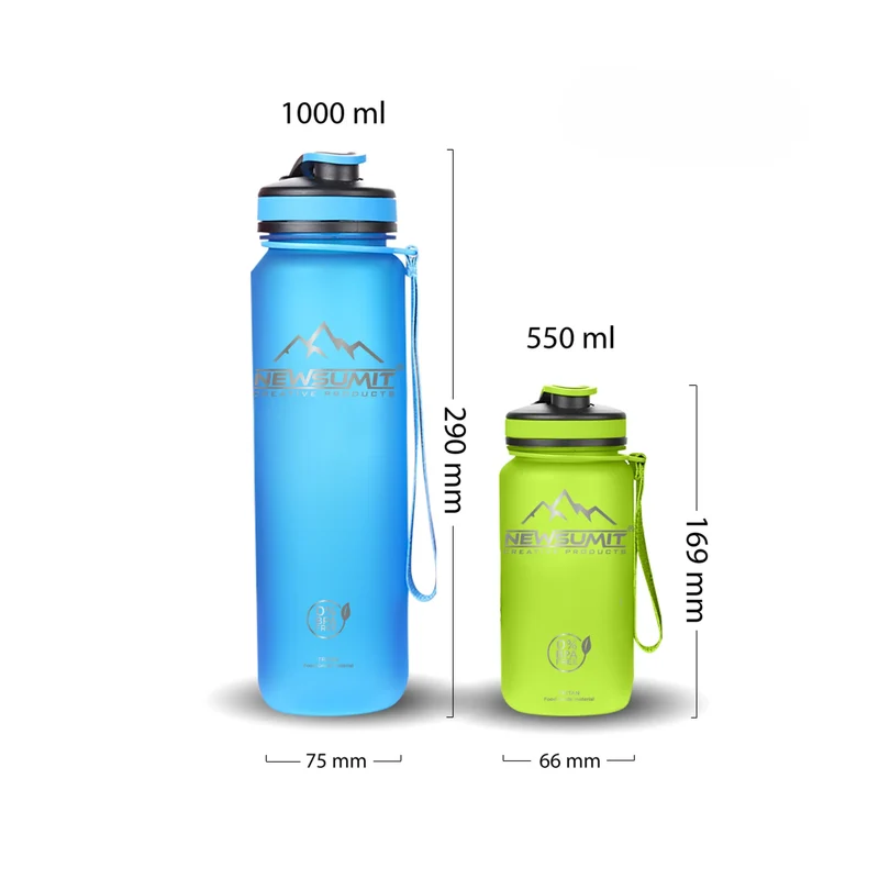 Wasserflasche / Shaker Edel 550ml oder 1L Pink, Grau, Grün oder Blau mit extra dichter Verschlusskappe