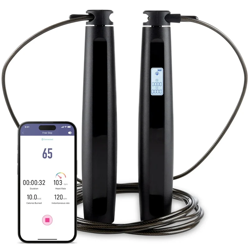 Springseil mit LCD, Bluetooth und App, 4 Modi, verstellbar, Smart Jump Rope, HIIT Training