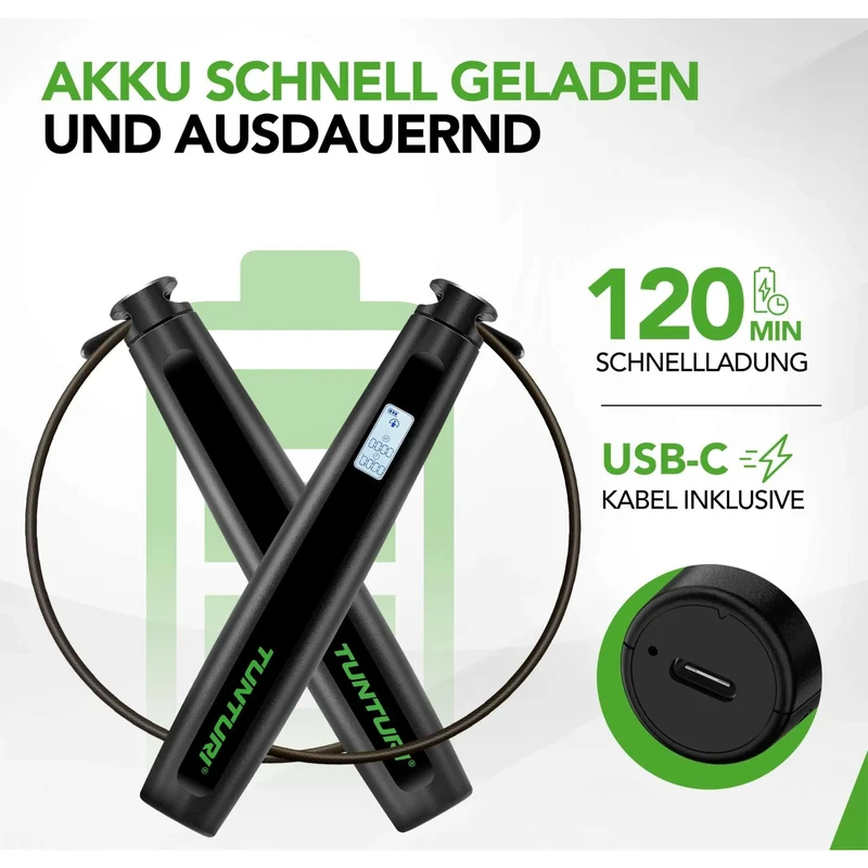 Springseil mit LCD, Bluetooth und App, 4 Modi, verstellbar, Smart Jump Rope, HIIT Training