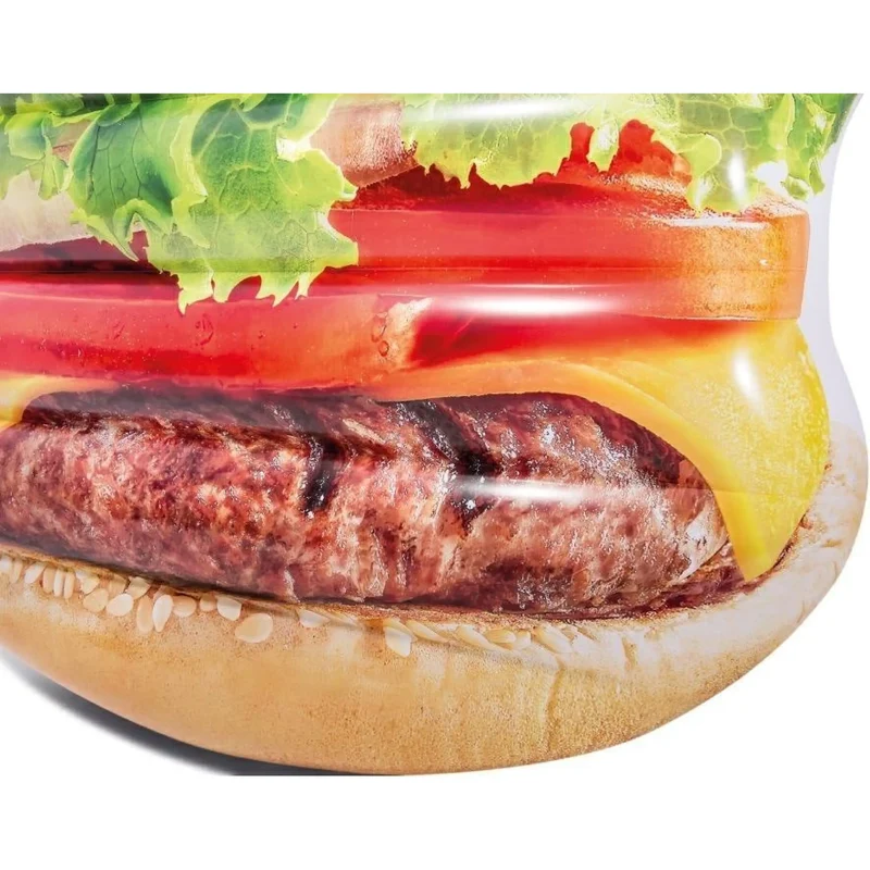 Burger Luftmatratze, Poolinsel mit Haltegriffen, 145 x 142cm fotorealistisches Design