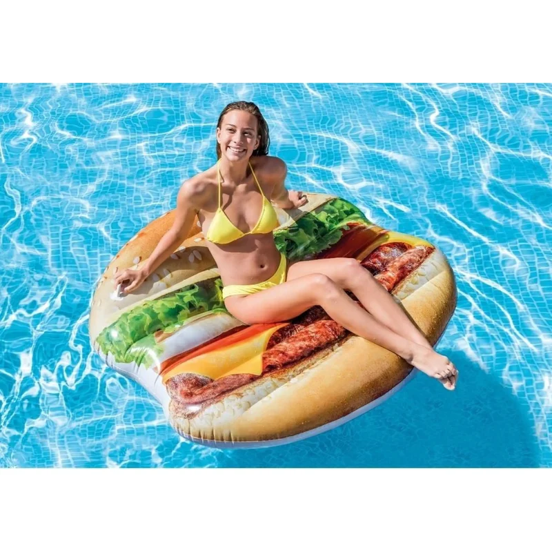 Burger Luftmatratze, Poolinsel mit Haltegriffen, 145 x 142cm fotorealistisches Design