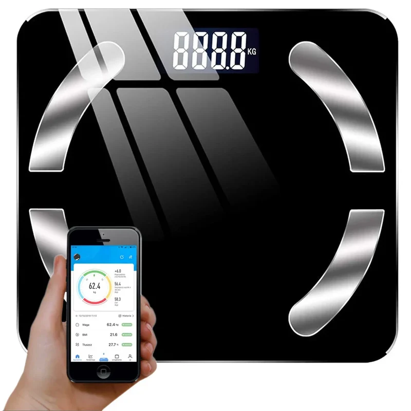Digitale Körperfettwaage mit Bluetooth und App, kompatibel mit Android und iOS, Analysewaage bis 180 kg, Präzise Messung