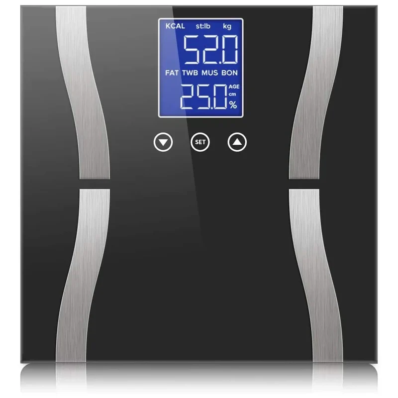 Präzise Digitalwaage für Körpergewicht, LED-Anzeige, gehärtetes Glas, bis 180 kg, automatische Abschaltung