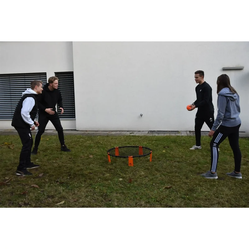 Reaktionsspiel, Rundnetz-Spiel Komplett-Set für 4 Personen, mit 3 Bällen, für In- & Outdoor, Strand und Garten, inkl. Transporttasche