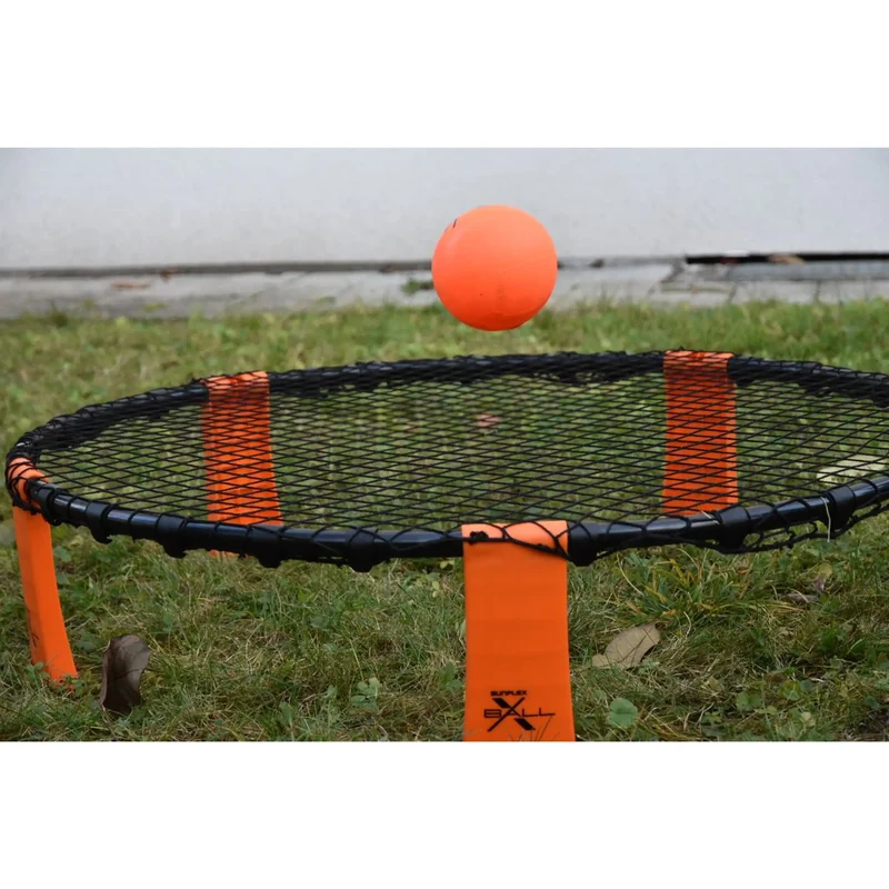 Reaktionsspiel, Rundnetz-Spiel Komplett-Set für 4 Personen, mit 3 Bällen, für In- & Outdoor, Strand und Garten, inkl. Transporttasche