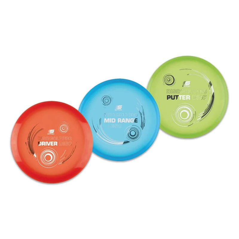 Disc Golf Set Pro 3-teilig mit Tasche, Frisbee Driver, Mid-Range und Putter, Wurfscheiben Set, Transparenter Premium-Kunststoff , PDGA-zertifiziert