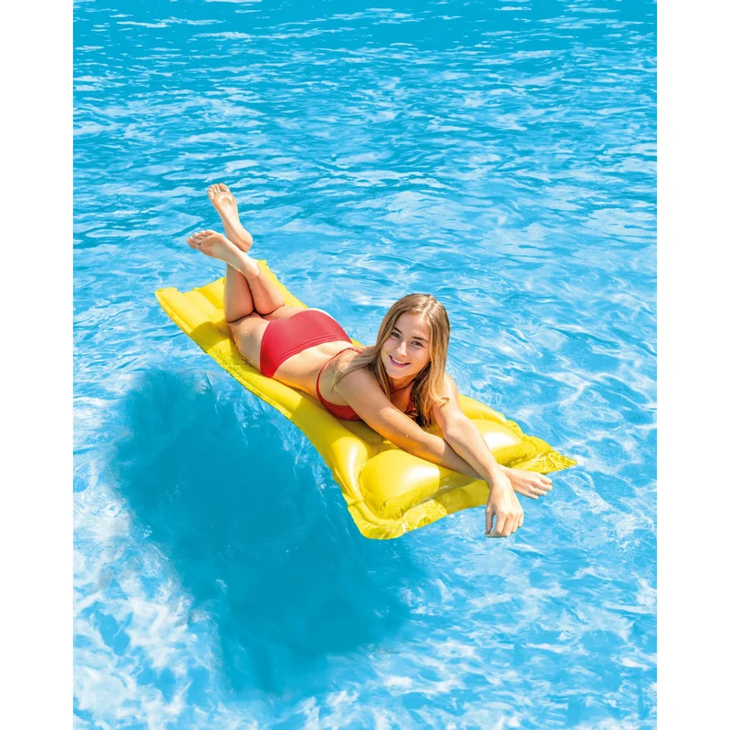 Aufblasbare Luftmatratze, 183 x 69 cm, für Pool und Strand, 2 Luftkammern, 100 kg Tragkraft, inkl. Reparaturflicken