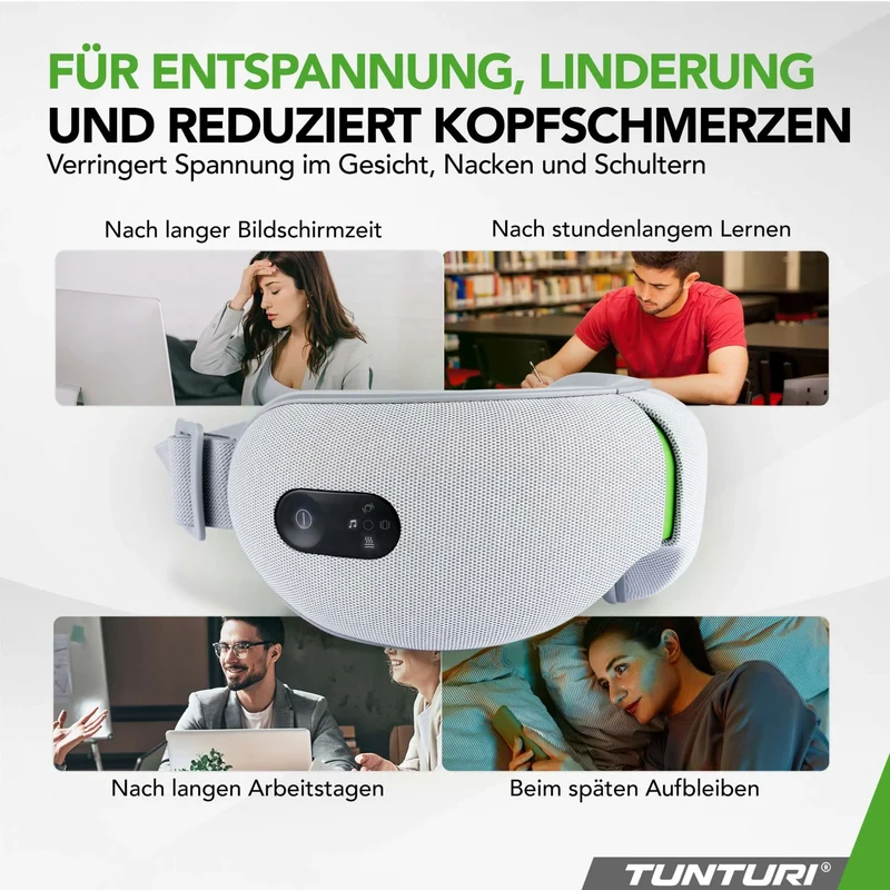 Augenmassagegerät Premium mit 5 Modi, Wärmefunktion, Luftdruckmassage und Bluetooth-Musik, Ergonomisches Design zur Entspannung, zur wohltuenden Anwendung bei Kopfschmerzen, Unterstützung der Schlafqualität