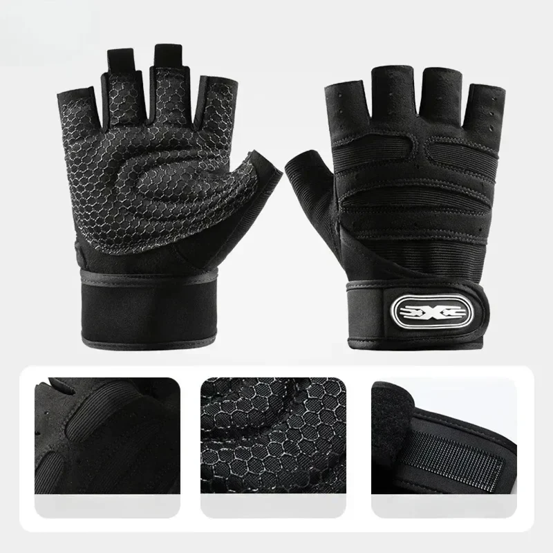 Sporthandschuhe mit Handgelenkschutz, Fitness, Radfahren, Wandern, Workout, fingerlos