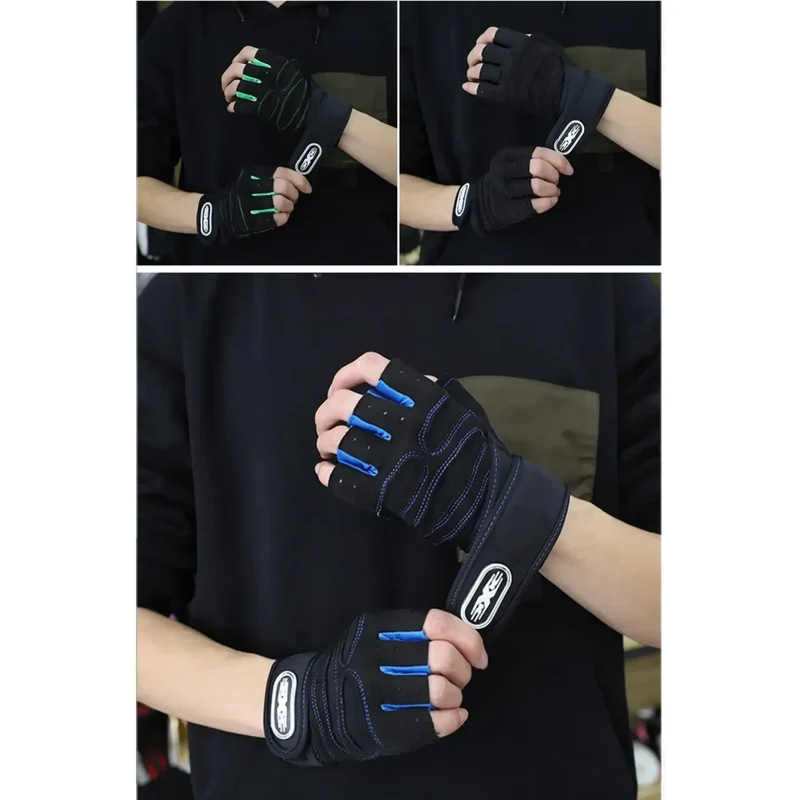Sporthandschuhe mit Handgelenkschutz, Fitness, Radfahren, Wandern, Workout, fingerlos