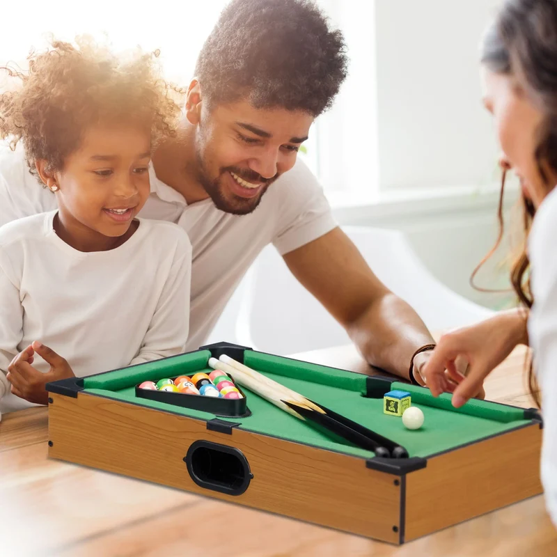 Mini Billardtisch, kompaktes Tischbillard-Set inkl. Zubehör für Kinder & Erwachsene, Perfekt für Zuhause & Unterwegs