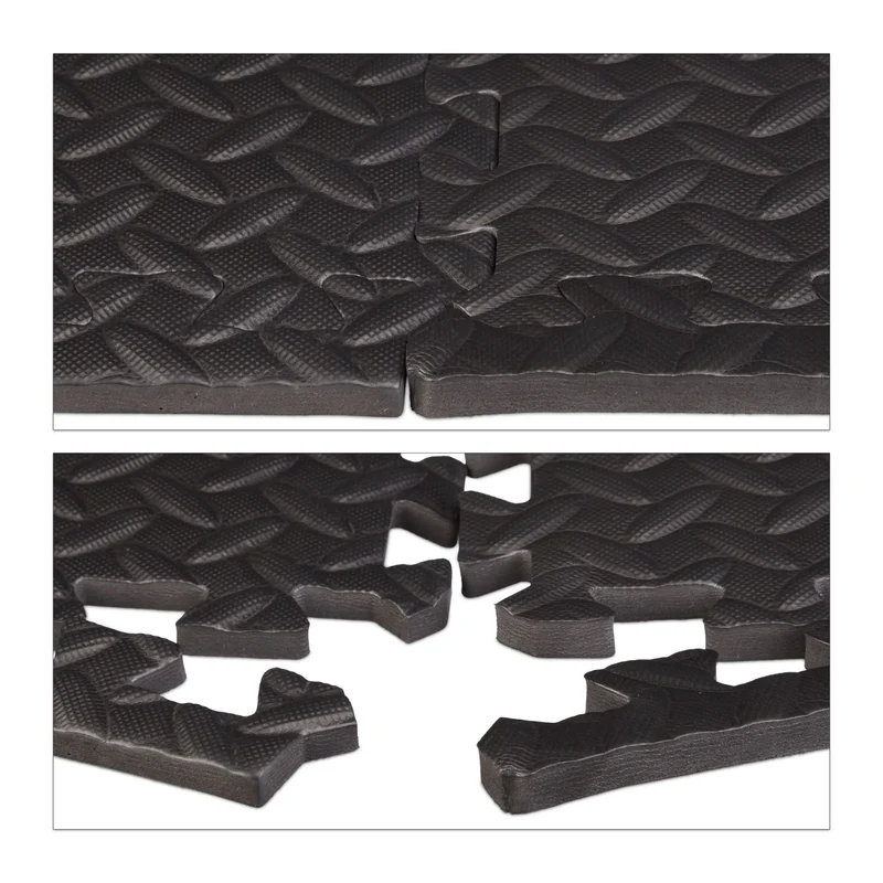Mattenset 8-teilig Schwarz, EVA-Puzzlematte, Bodenschutzmatte, 60 x 60 cm, widerstandsfähig und dämpfend