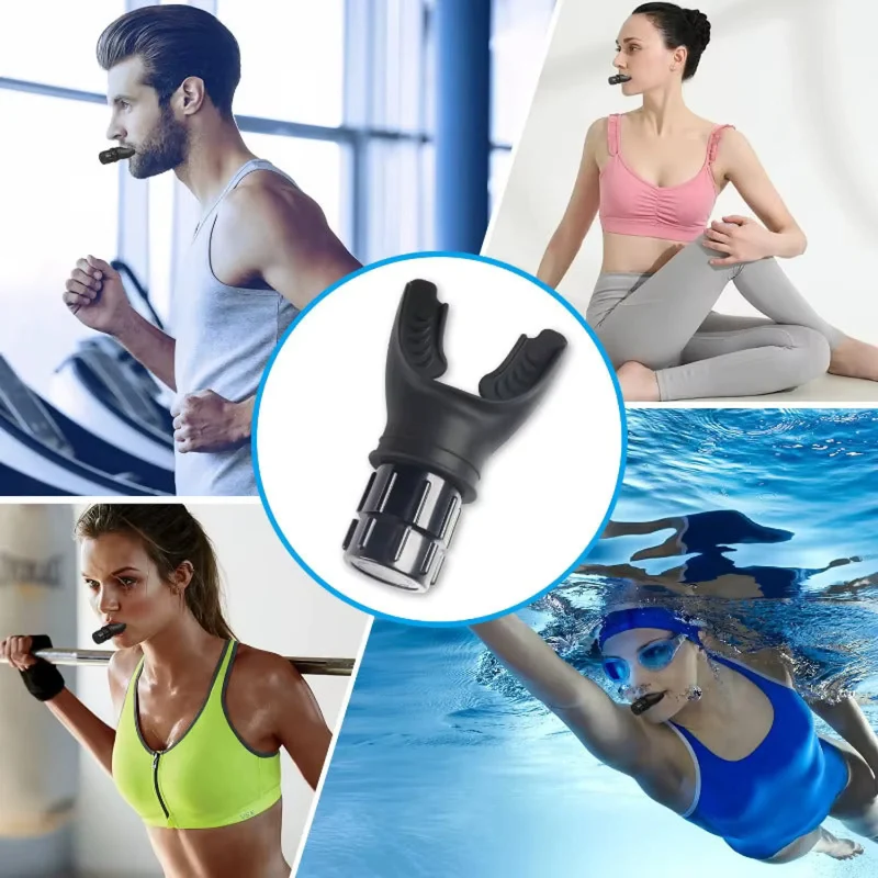 Atemtrainer Pro Lungentrainer zur Verbesserung der Lungenkapazität, verstellbarer Widerstand, Silikon, für Sport und Alltag