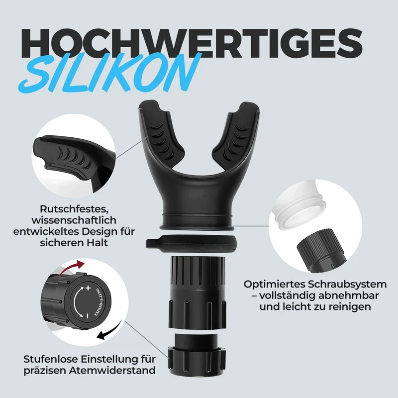 Atemtrainer Pro Lungentrainer zur Verbesserung der Lungenkapazität, verstellbarer Widerstand, Silikon, für Sport und Alltag