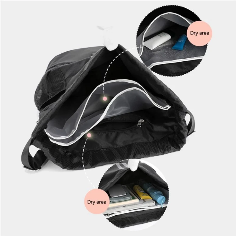 Sport-Rucksack mit Schuhfach & Nassfach, wasserabweisender Turnbeutel mit Kordelzug für Basketball, Fitness & Outdoor – 30–45L