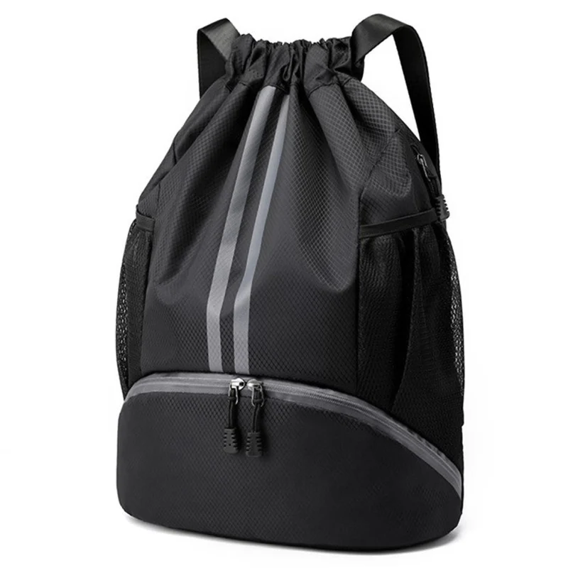 Sport-Rucksack mit Schuhfach & Nassfach, wasserabweisender Turnbeutel mit Kordelzug für Basketball, Fitness & Outdoor – 30–45L