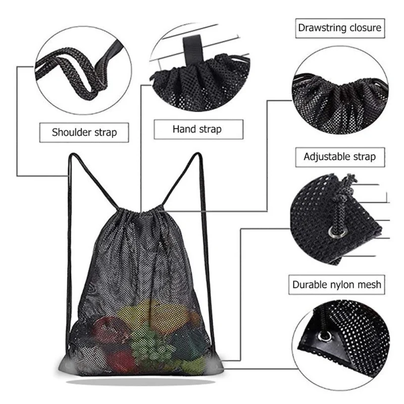 Mesh Sportbeutel mit Kordelzug – Atmungsaktiver Turnbeutel Rucksack für Fitness, Schwimmen, Yoga & Reisen