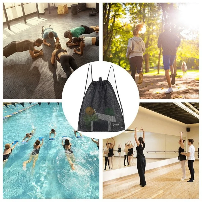 Mesh Sportbeutel mit Kordelzug – Atmungsaktiver Turnbeutel Rucksack für Fitness, Schwimmen, Yoga & Reisen