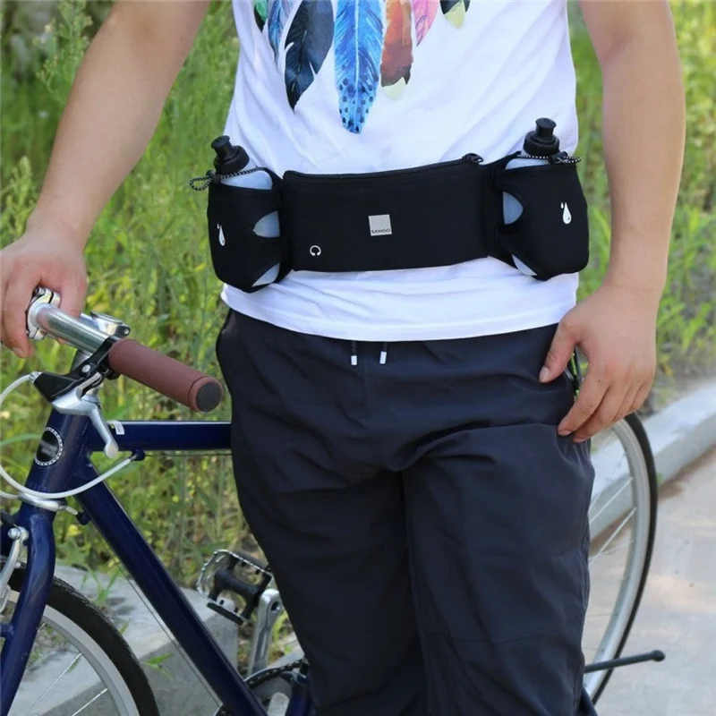 Laufgürtel mit 2 Trinkflaschen – Wasserdichte Hüfttasche für Joggen, Wandern & Outdoor – Verstellbar, Reflektierend & mit Kopfhöreranschluss