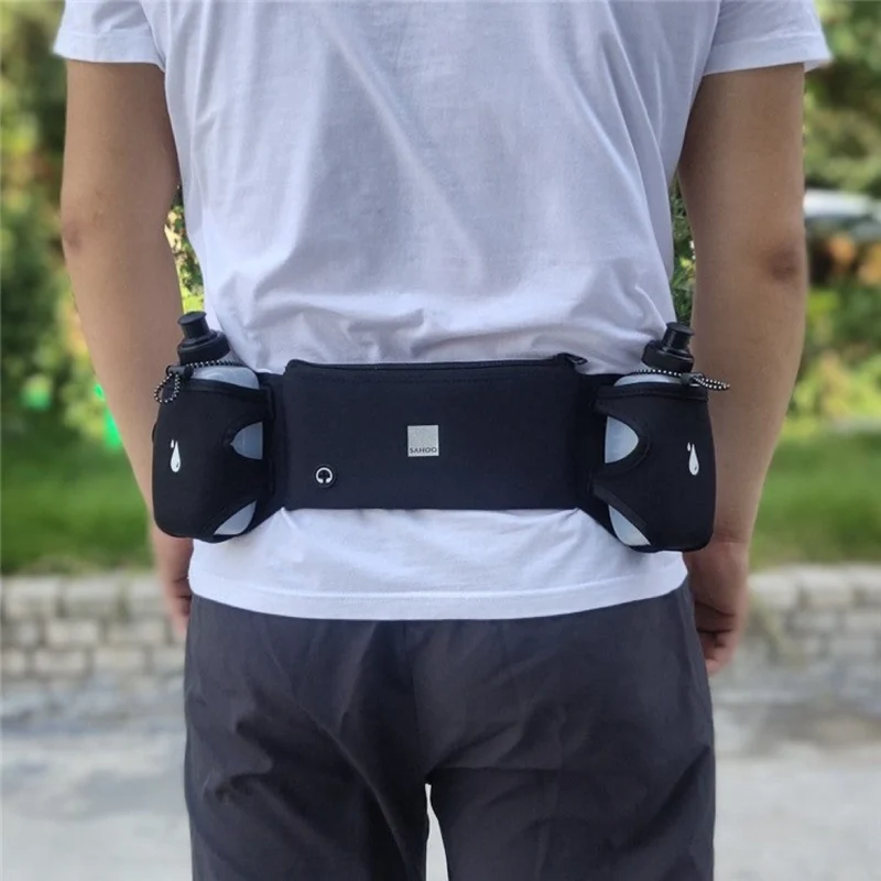 Laufgürtel mit 2 Trinkflaschen – Wasserdichte Hüfttasche für Joggen, Wandern & Outdoor – Verstellbar, Reflektierend & mit Kopfhöreranschluss