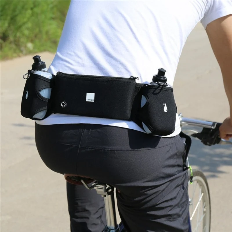 Laufgürtel mit 2 Trinkflaschen – Wasserdichte Hüfttasche für Joggen, Wandern & Outdoor – Verstellbar, Reflektierend & mit Kopfhöreranschluss