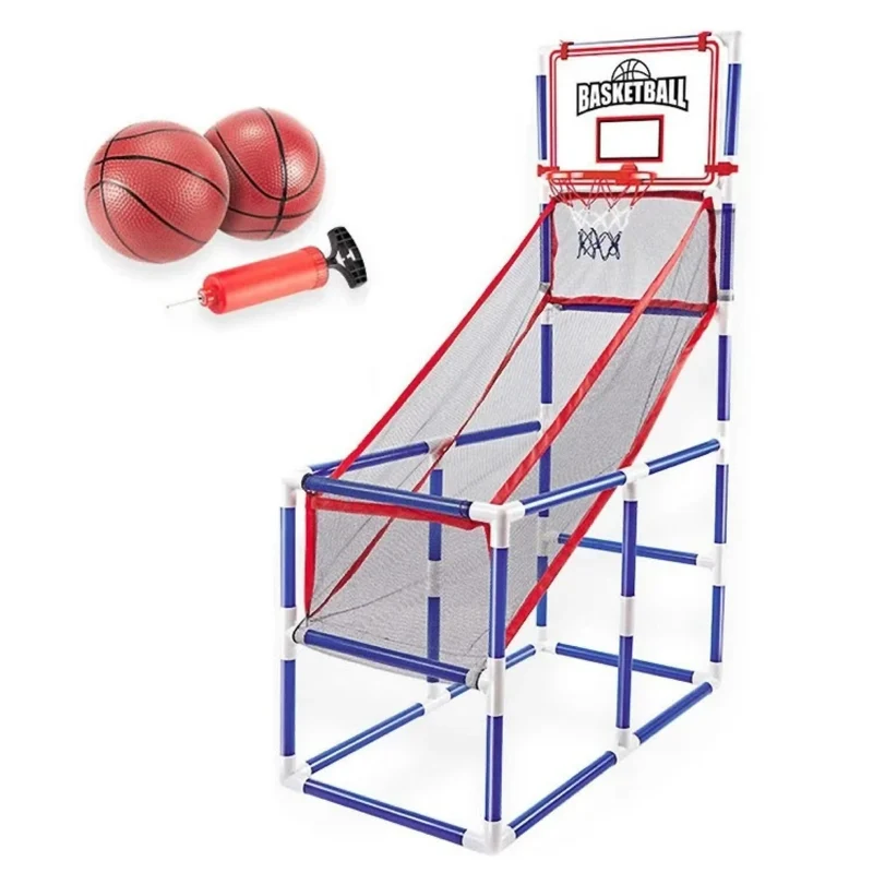 Basketball Wurfspiel für Kinder, Indoor & Outdoor, Arcade Spiel mit 2 Basketbällen & Pumpe, stoßfest & leise