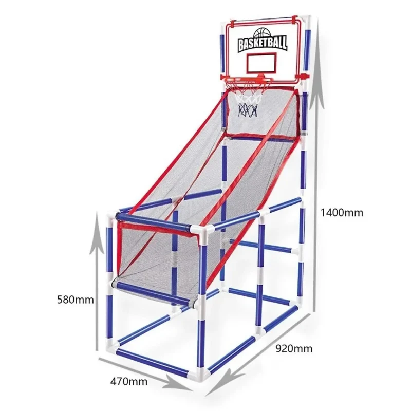 Basketball Wurfspiel für Kinder, Indoor & Outdoor, Arcade Spiel mit 2 Basketbällen & Pumpe, stoßfest & leise