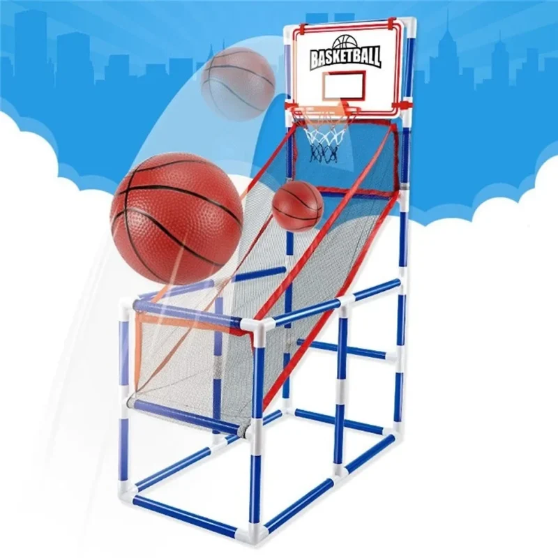 Basketball Wurfspiel für Kinder, Indoor & Outdoor, Arcade Spiel mit 2 Basketbällen & Pumpe, stoßfest & leise
