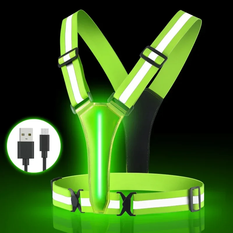 Leuchtende Laufweste Ultraleichte Sportweste LED für Outdoor Jogging, Marathon & Radfahren