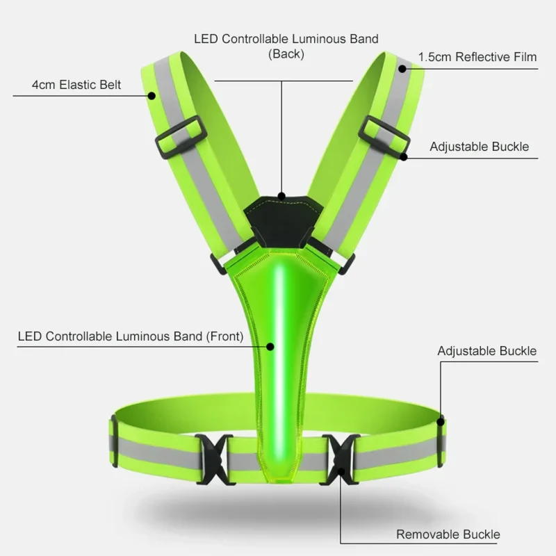 Leuchtende Laufweste Ultraleichte Sportweste LED für Outdoor Jogging, Marathon & Radfahren
