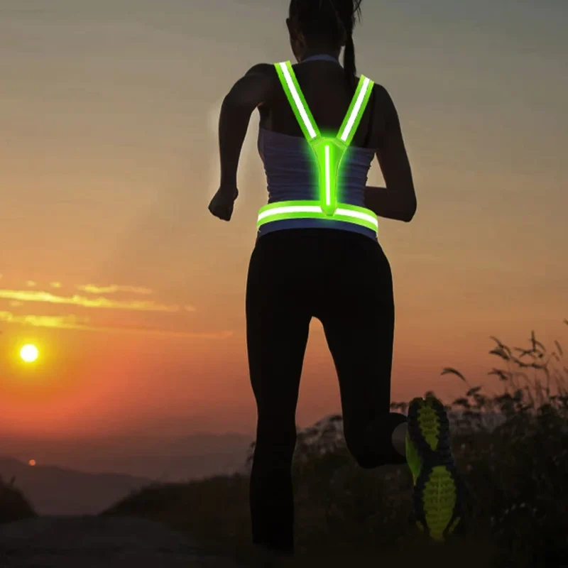 Leuchtende Laufweste Ultraleichte Sportweste LED für Outdoor Jogging, Marathon & Radfahren
