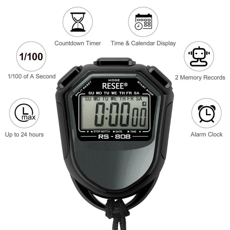 Digitale Stoppuhr mit LCD-Display, Handstoppuhr für Sport, Schwimmen, Laufen & Training