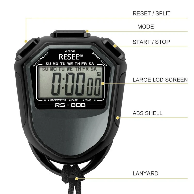 Digitale Stoppuhr mit LCD-Display, Handstoppuhr für Sport, Schwimmen, Laufen & Training