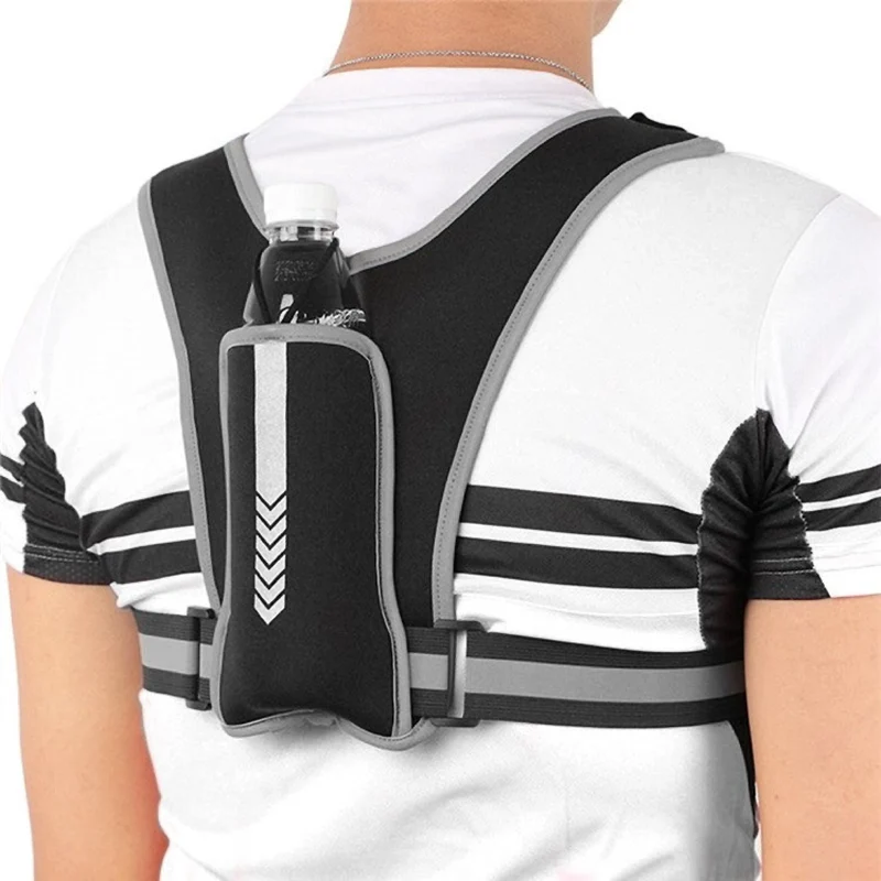Reflektierende Laufweste mit Handytasche & Trinkflaschenhalter – Ultraleichte Sportweste für Jogging, Marathon & Radfahren