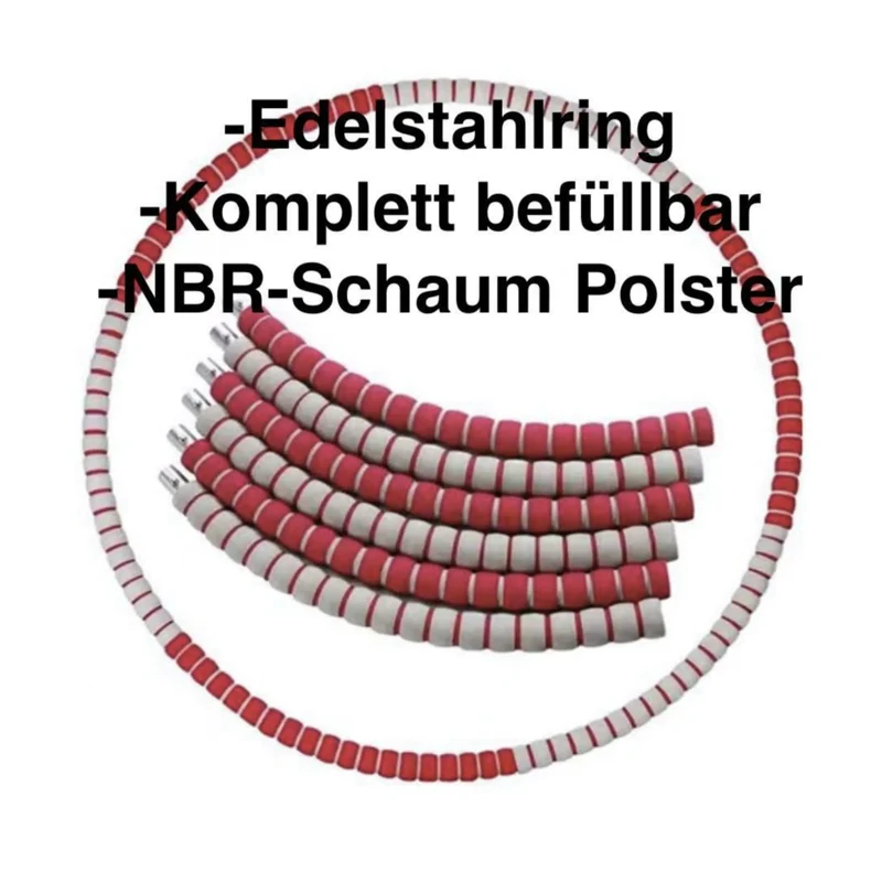 Hula Hoop Edelstahl-Reifen, vollständig befüllbar, weiche rutschfeste Schaumstoff-Ummantelung