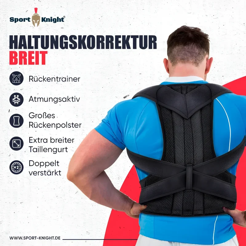 Haltungskorrektur Breit - Rückentrainer, atmungsaktiv, extra breiter Taillengurt, großes Rückenpolster