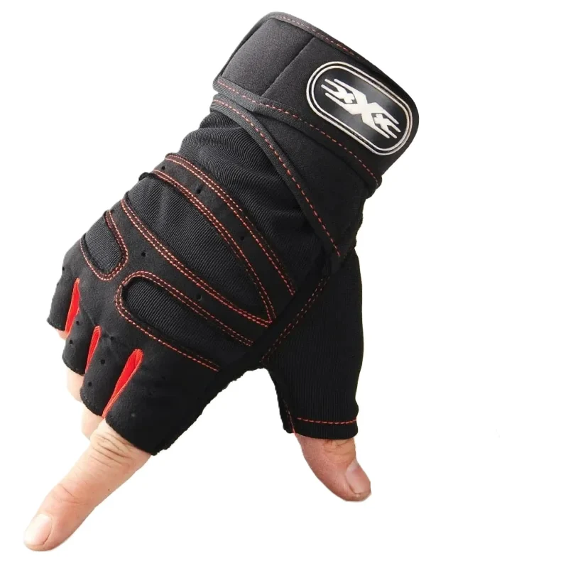 Sporthandschuhe mit Handgelenkschutz, Fitness, Radfahren, Wandern, Workout, fingerlos