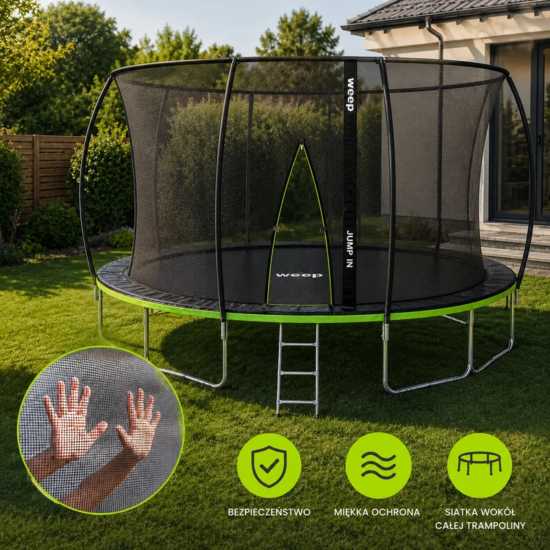 Trampolina Ogrodowa Domowa Dla Dzieci Z Siatką Wewnętrzną - Weep 366cm 12Ft