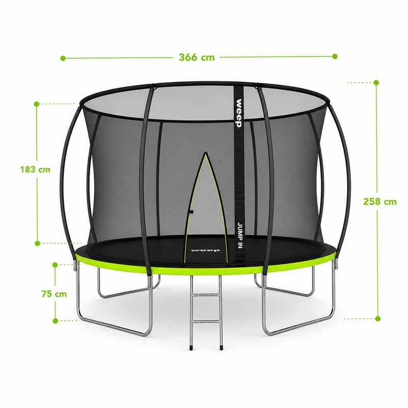 Trampolina Ogrodowa Domowa Dla Dzieci Z Siatką Wewnętrzną - Weep 366cm 12Ft