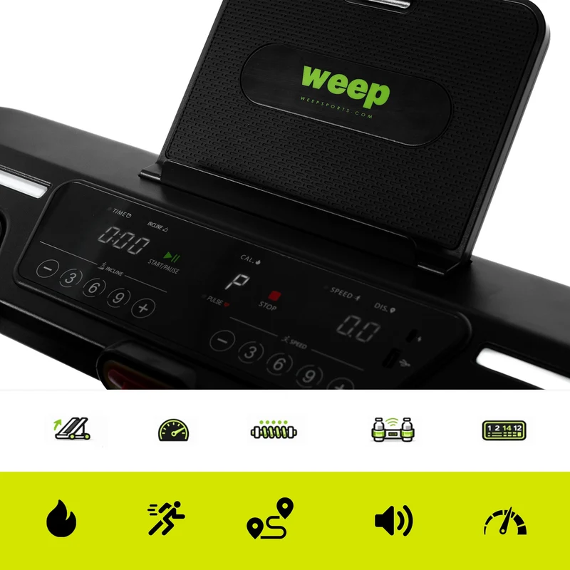 Weep Rush Bieżnia Elektryczna Domowa Auto Kąt Nachyl. 15km/h Amortyzacja App