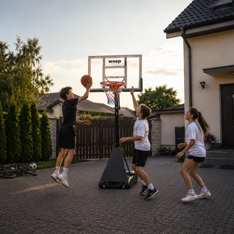 Zestaw do koszykówki Kosz WEEP M027 pełnowymiarowy do 305cm z korbą 80x136