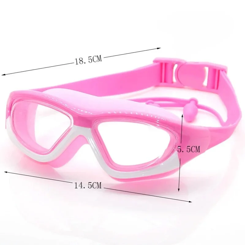 Kinderschwimmbrille Anti-Fog mit Ohrstöpseln, Weitwinkel-Sicht, Für Kinder von 4–14 Jahren