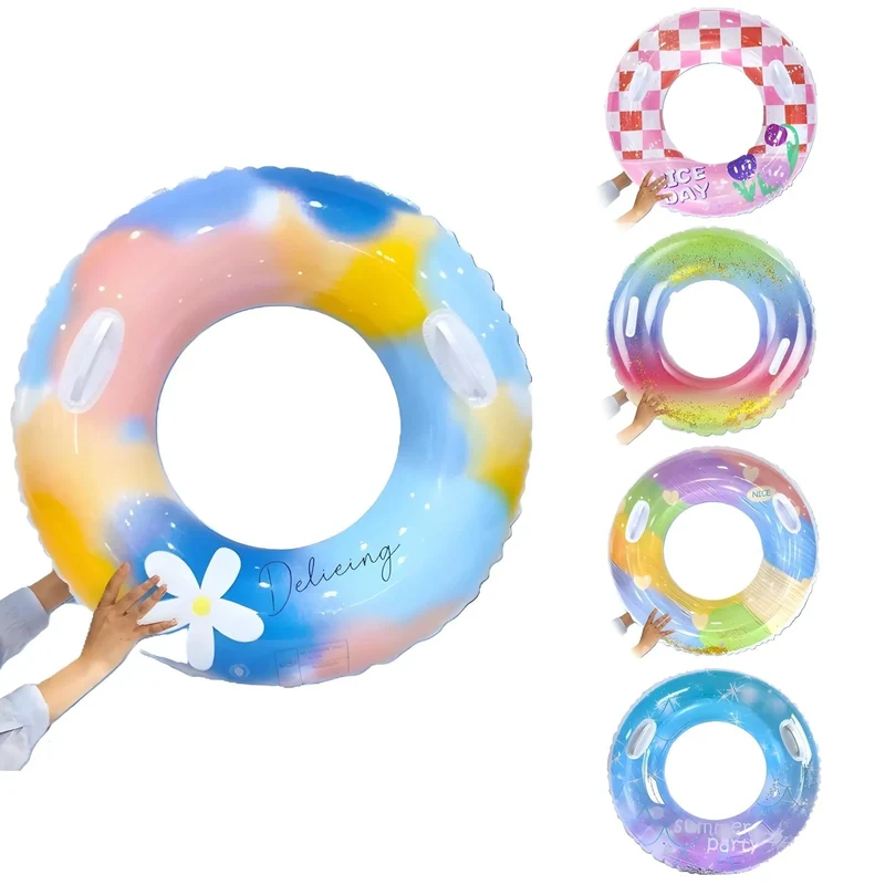 Premium Schwimmring für Erwachsene 90 cm, Aufblasbarer PVC Bade-Reifen mit Griffen & stylischem Design, Ideal für Pool & See