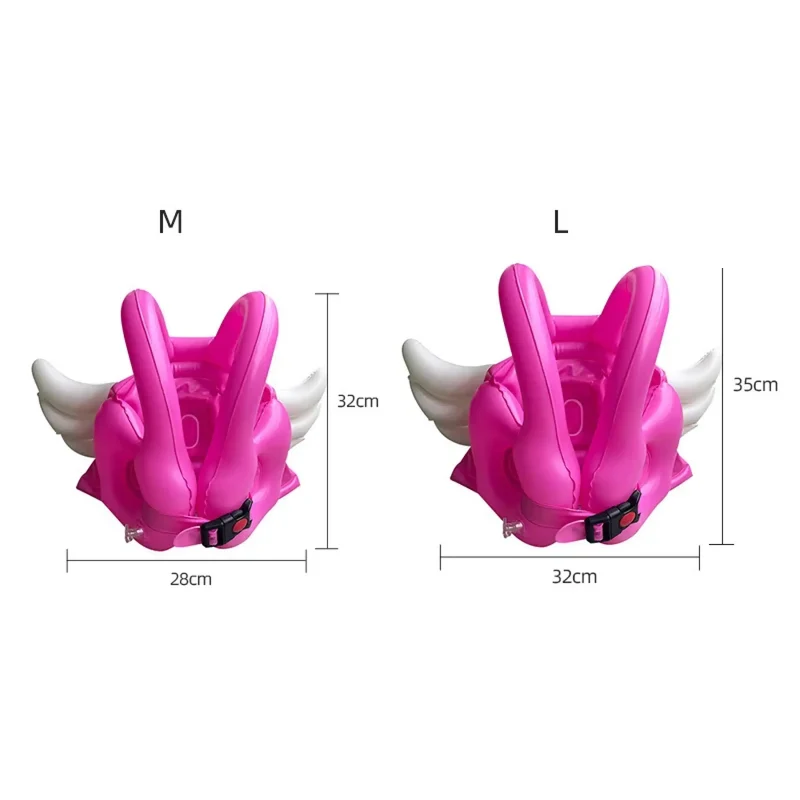 Kinder Schwimmweste mit Engel, Einhorn oder Dino Design, Aufblasbare Schwimmhilfe, Schwimmen lernen für Jungen & Mädchen – Größe M/L in Rosa, Grün & Gelb
