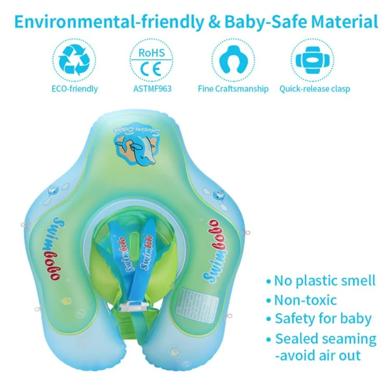 Baby Schwimmring mit Sonnenschutz – Aufblasbarer Schwimmtrainer mit Sicherheitsgurt & UV-Schutz