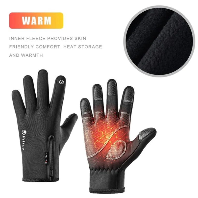 Touchscreen Winterhandschuhe, umklappbare Fingerkuppen, warm, wasserabweisend & winddicht, reflektierend, rutschfest